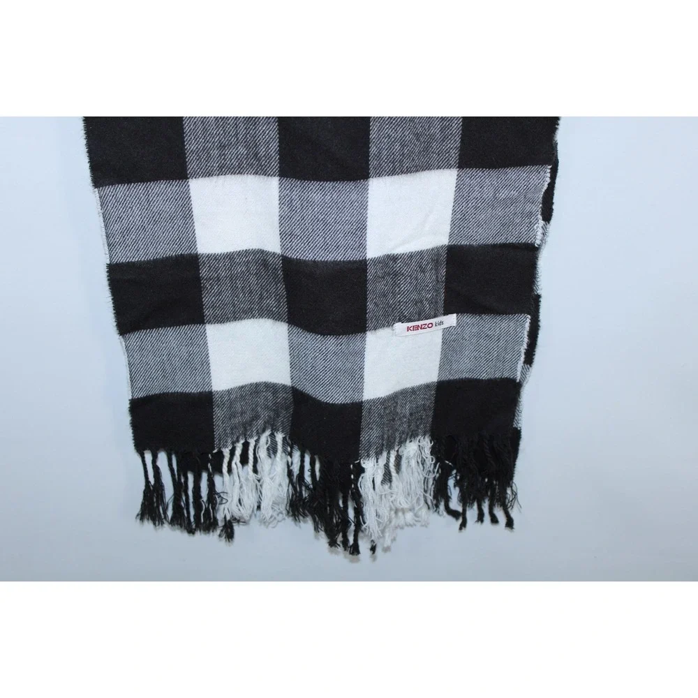 Kenzo Kids One Size Black White Check Soft Scarf